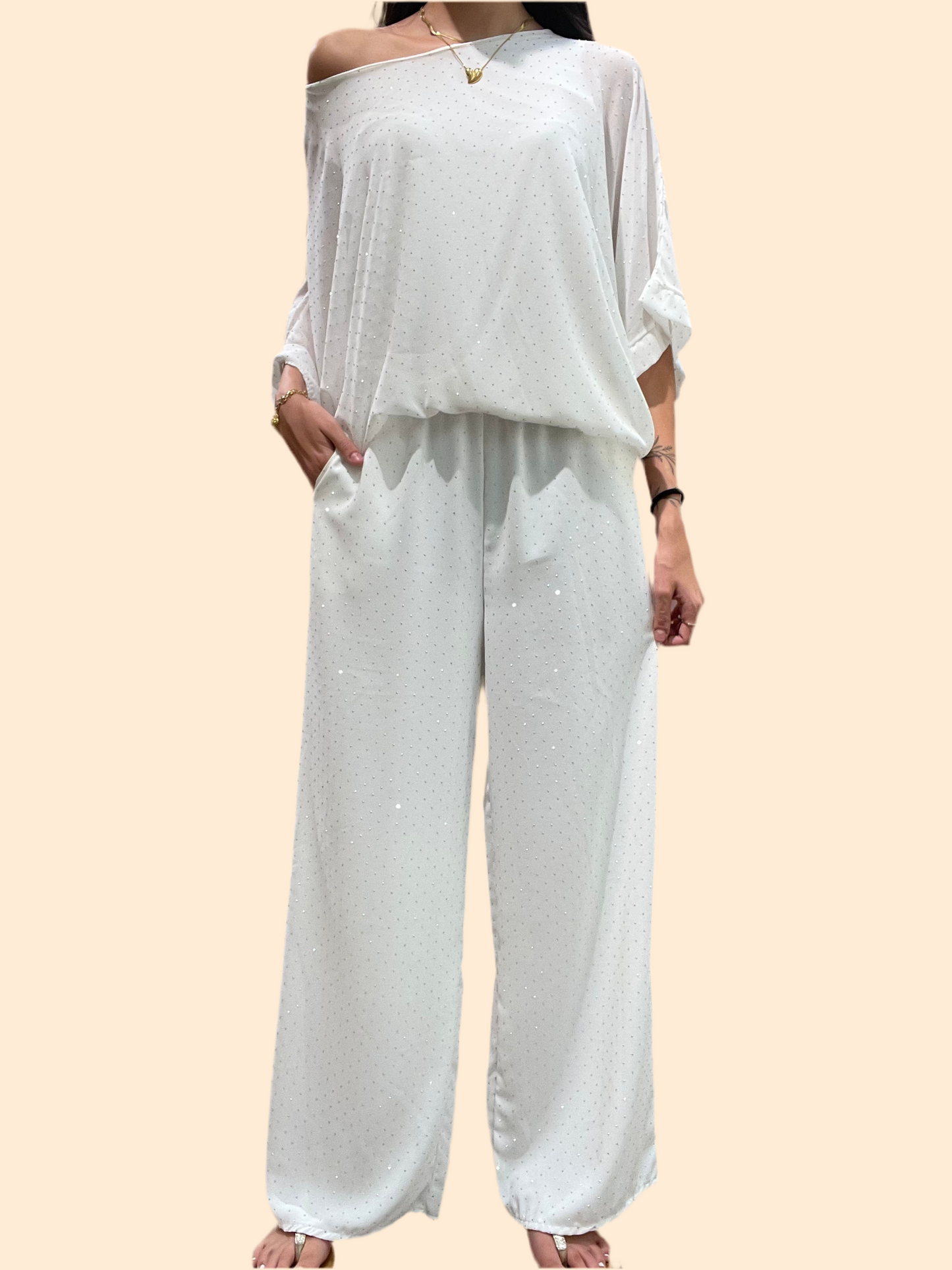 Completo white strass