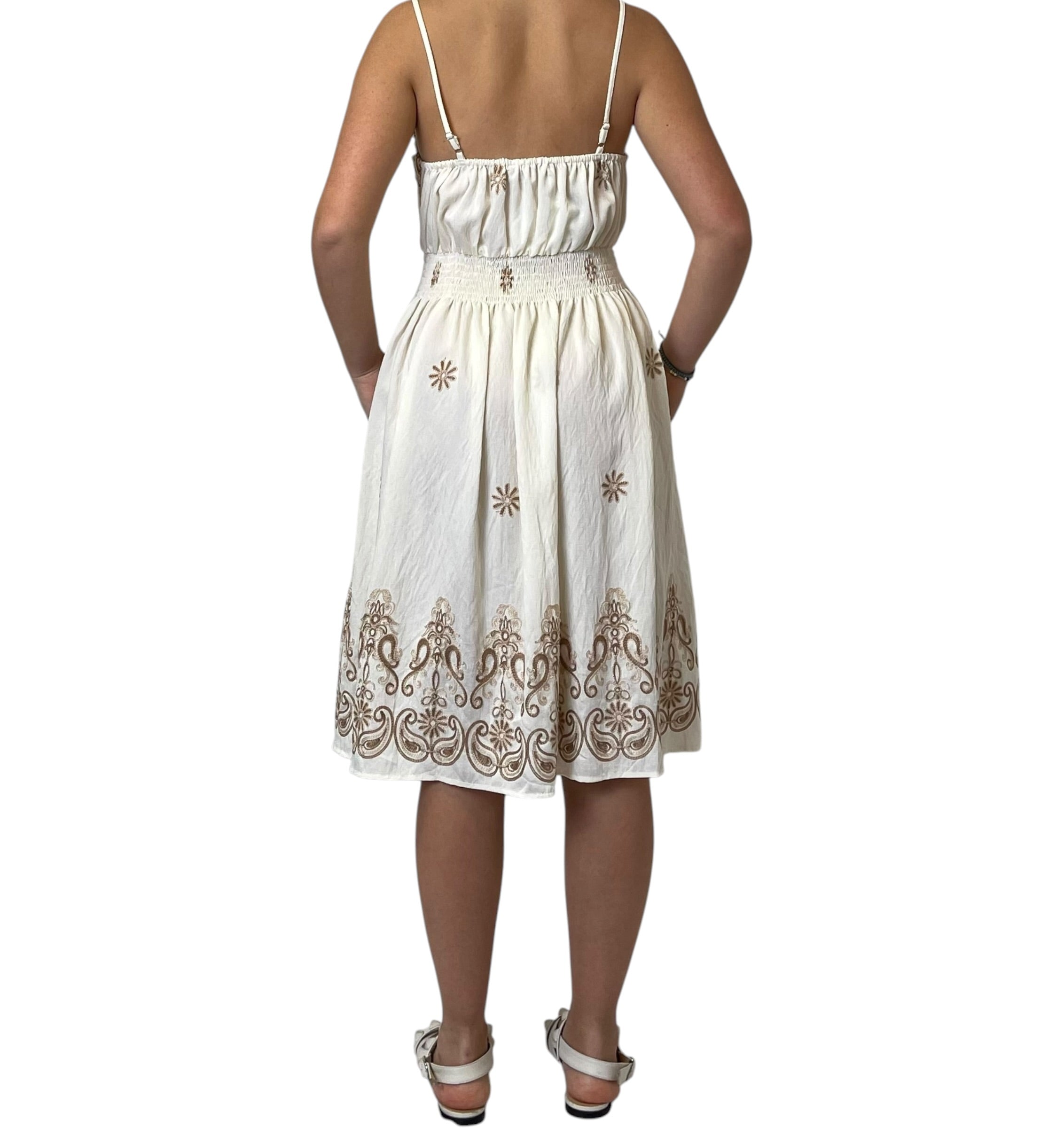 Abito Corto con Spalline e Ricamo Donna  -  18153F