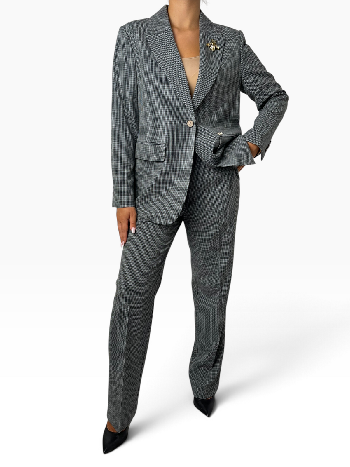 Completo blazer microfantasia pantalone palazzo Donna  -  MW2660003