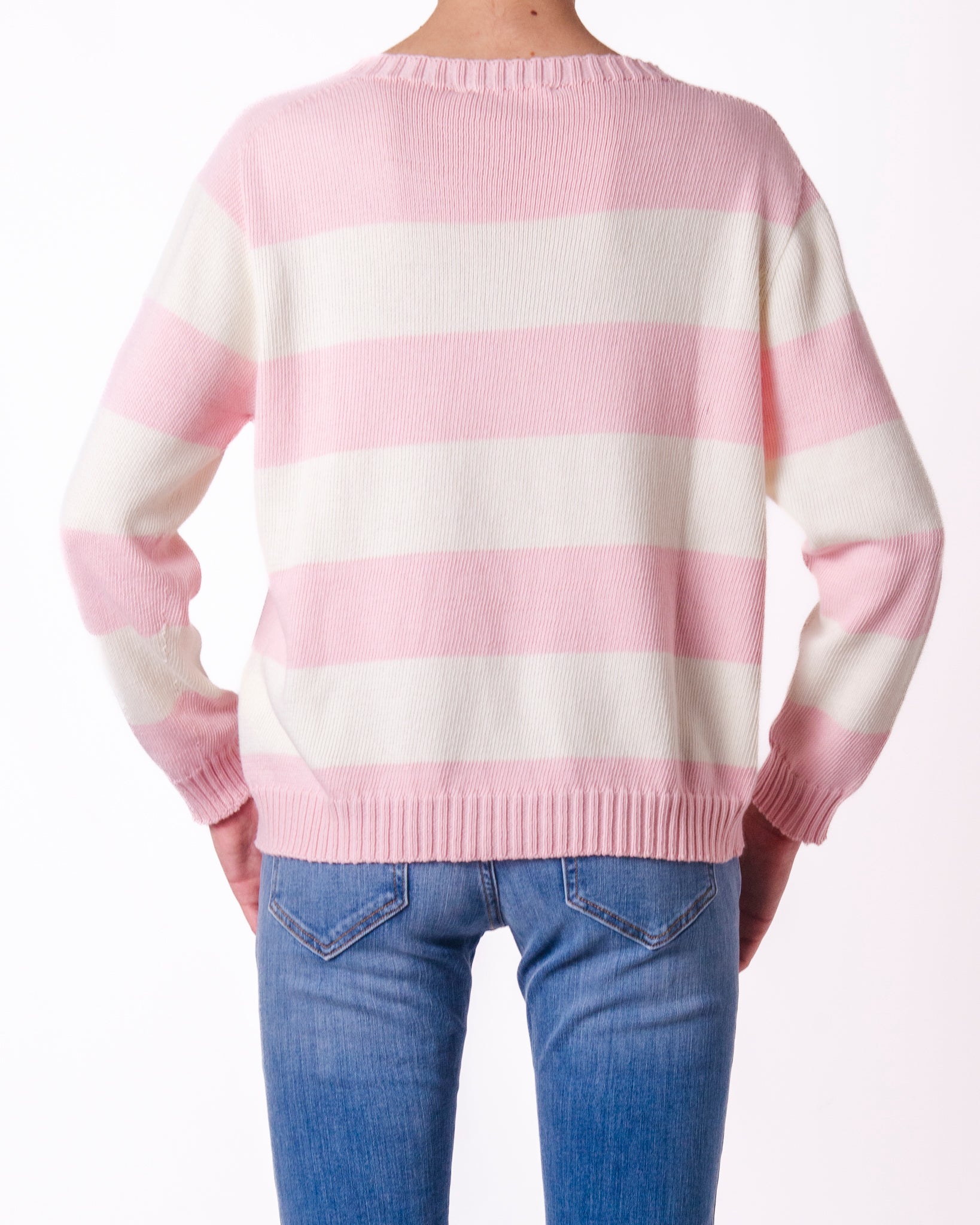 Maglione a Righe Larghe Scollo Tondo Manica Lunga Donna  -  82513KA