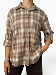 Camicia oversize in flanella a quadri Donna  -  7670KA
