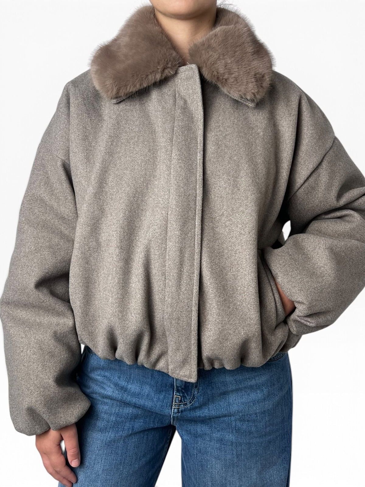 Cappotto corto collo ecopelliccia Donna  -  7371V