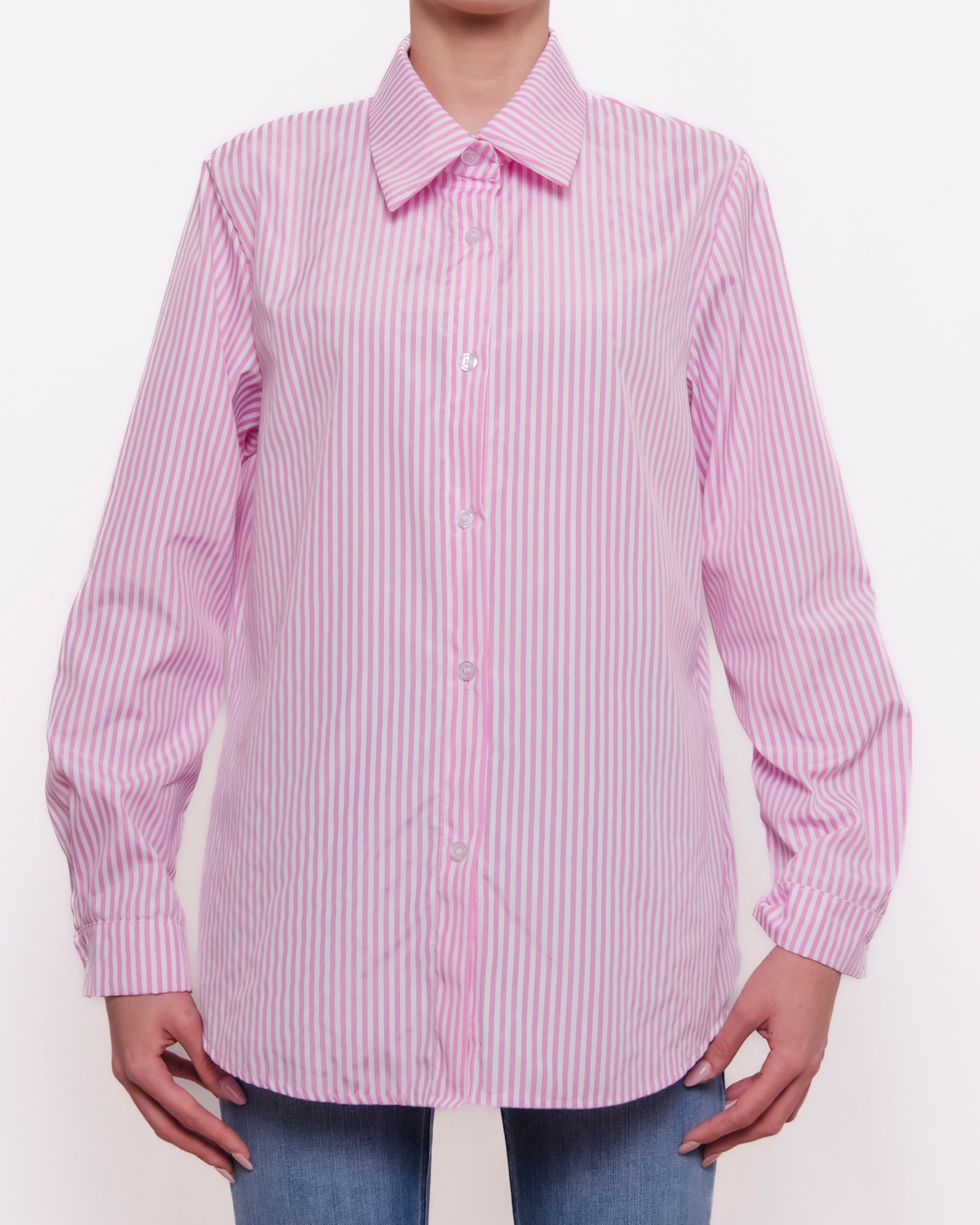 Camicia oversize a righe con colletto classico Donna  -  92761X