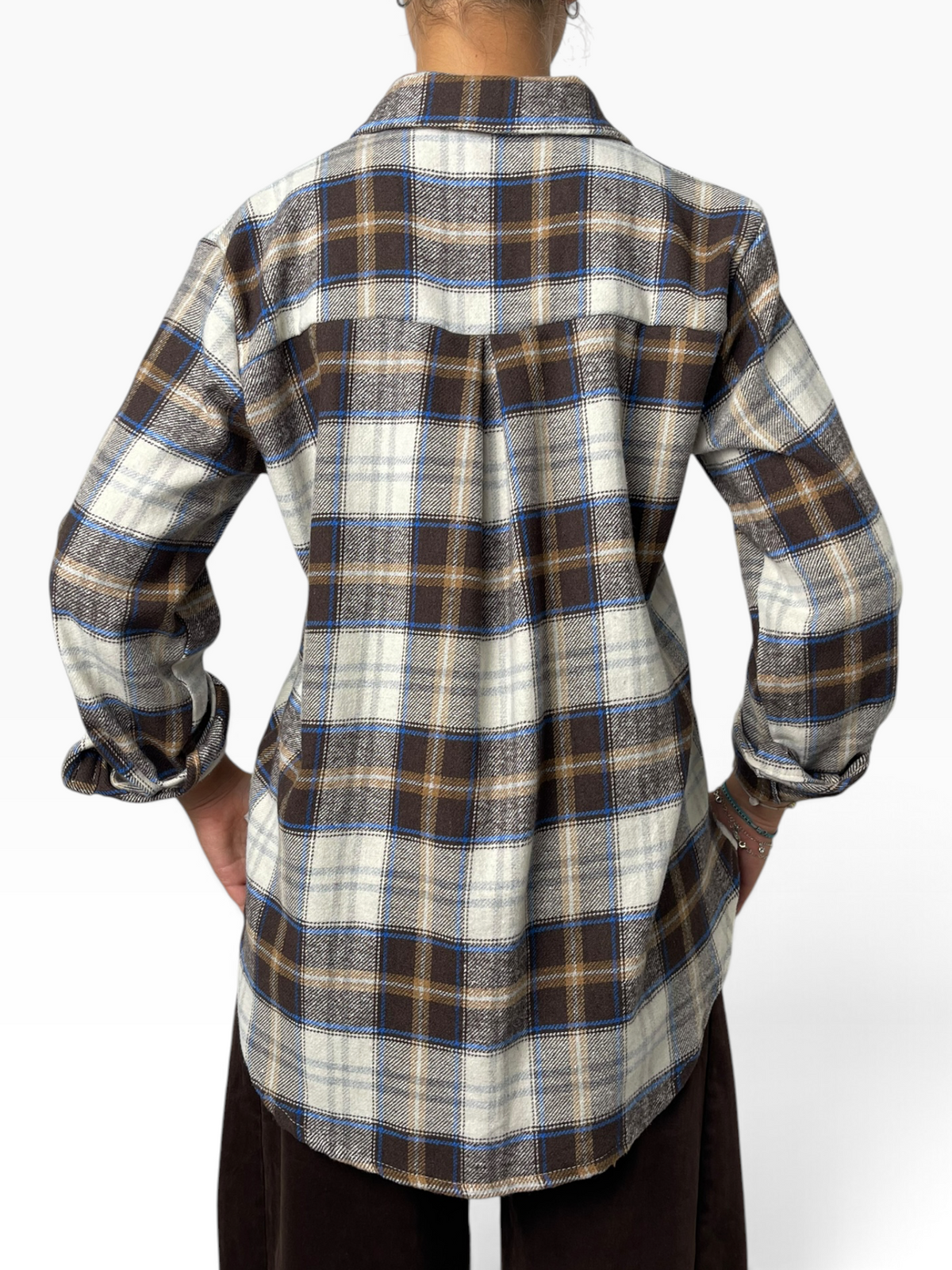 Camicia flanella quadri fondo arrotondato Donna  -  A35KA