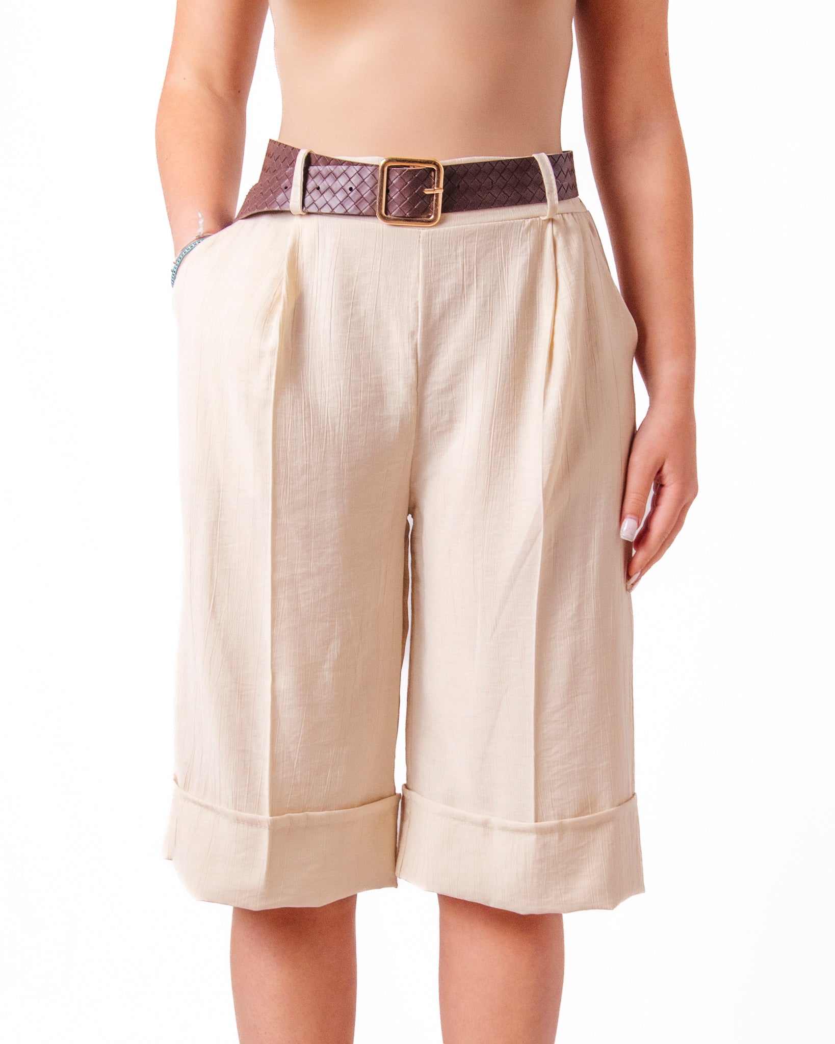Shorts Vita Alta con Cintura Donna  -  23361CL