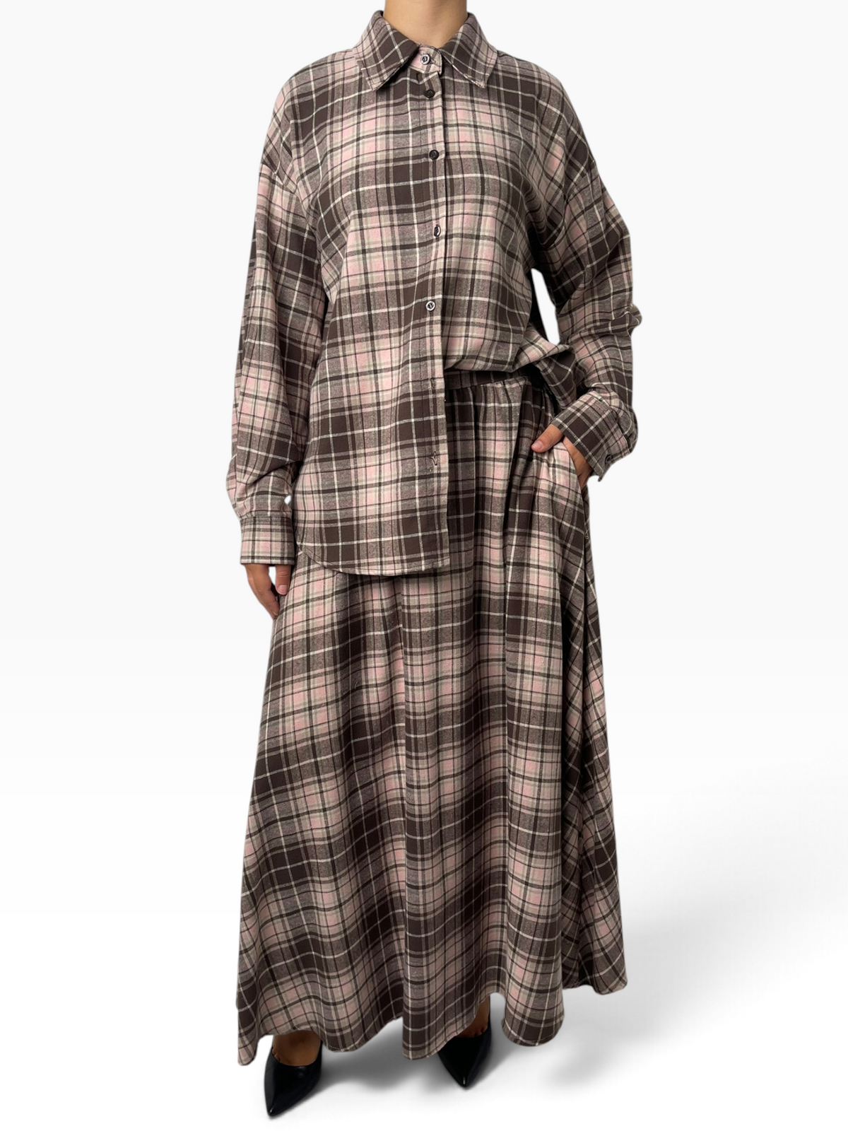 Camicia oversize in flanella Donna  -  26626Q1