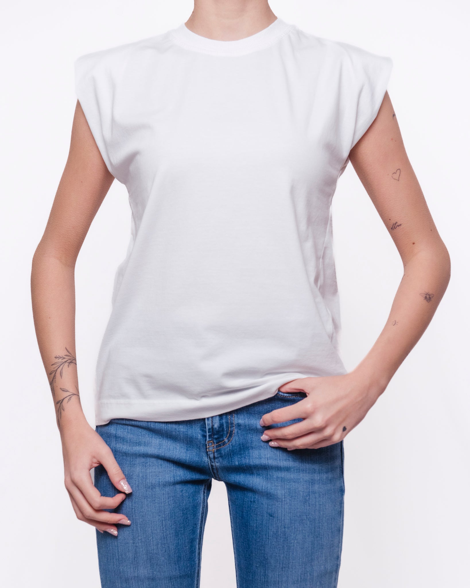 T-shirt senza maniche spalle strutturate Donna  -  2692