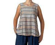 Top Canotta Smanicata con Fantasia Geometrica Donna  -  901009EC