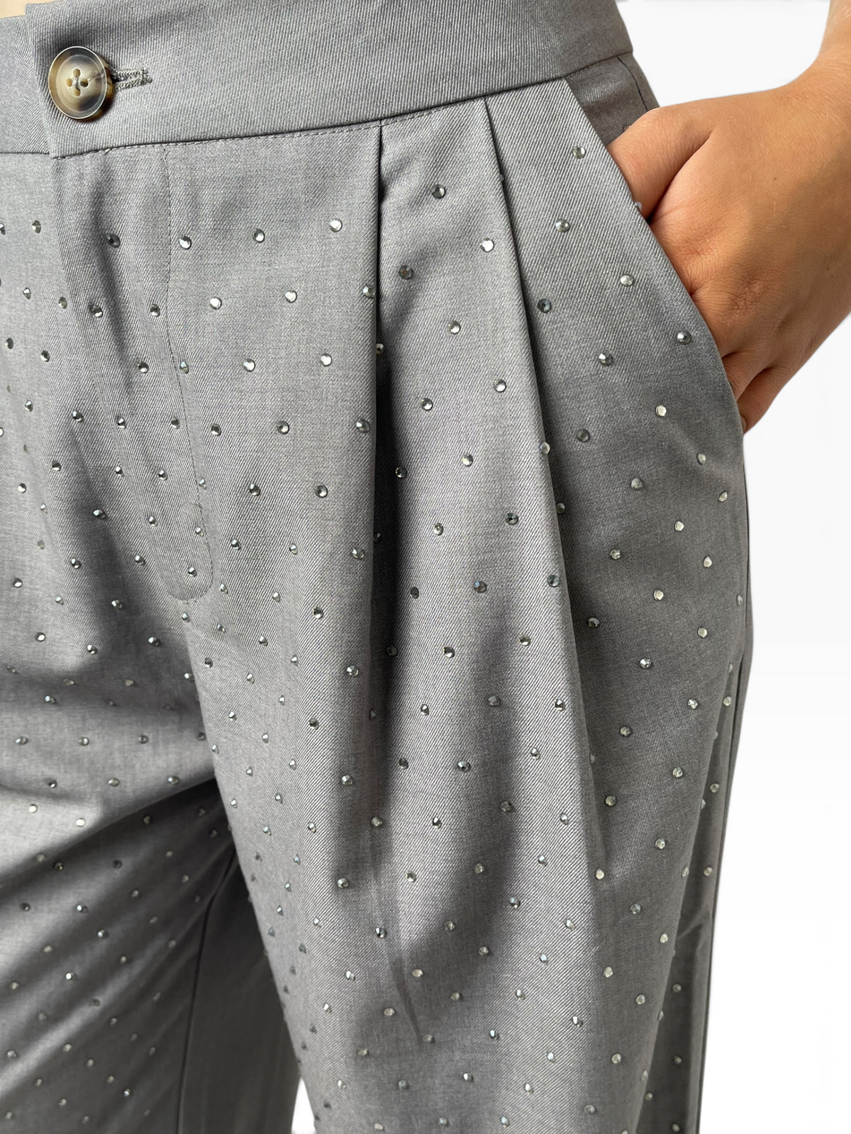 Pantalone a gamba ampia con strass Donna  -  23522CI