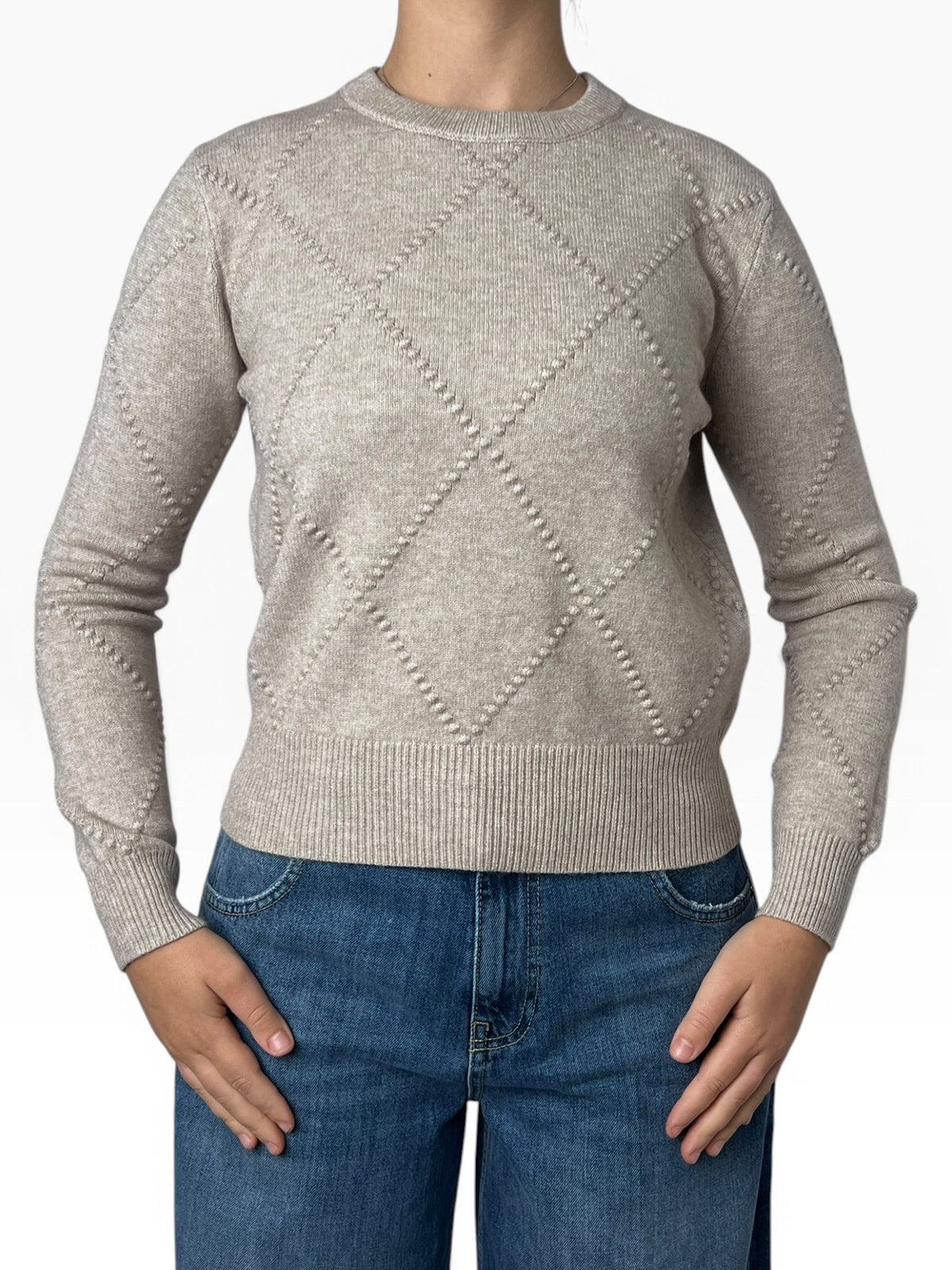 Maglia girocollo traforata a rombi Donna  -  13231KA