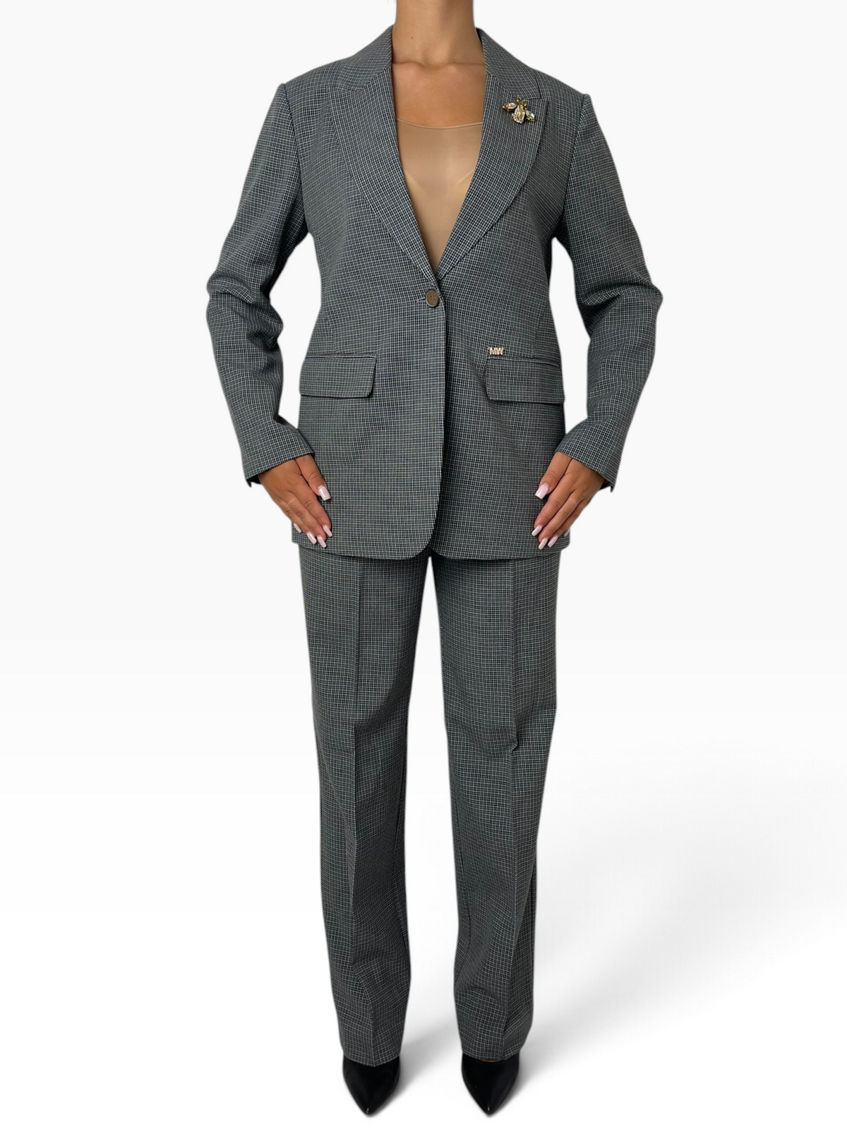 Completo blazer microfantasia pantalone palazzo Donna  -  MW2660003