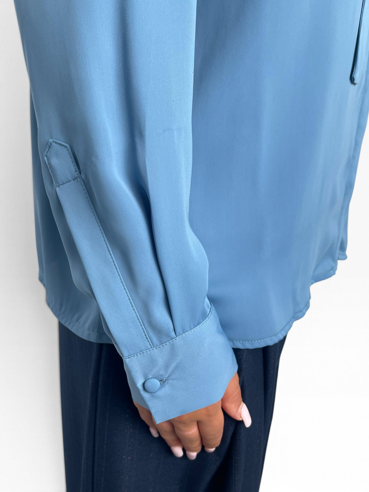 Camicia fluida con fiocco e rosa Donna  -  MW2630012