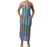 Vestito Lungo Aderente con Fantasia Zigzag a Righe Donna  -  48774BO