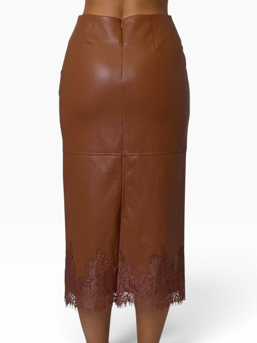 Gonna midi effetto pelle pizzo Donna  -  4690CI