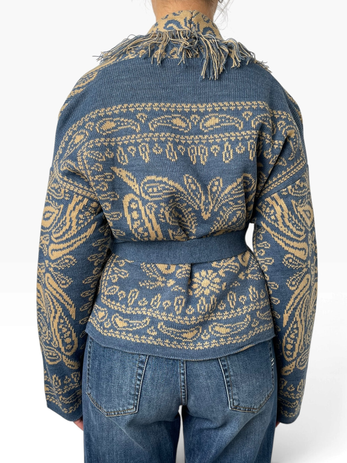 Cardigan jacquard paisley con frange Donna  -  26060KA