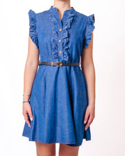 Abito in Denim con volant sul Décolleté Donna  -  83105V