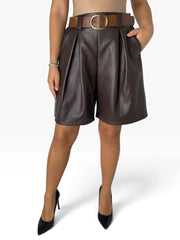 Bermuda in ecopelle con pinces Donna  -  55525CI