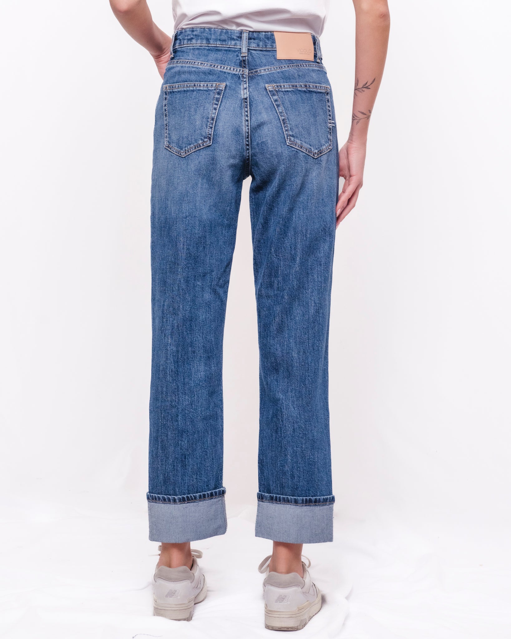 Jeans Maggie straight a vita alta con risvolto ampio Donna  -  DAB5018