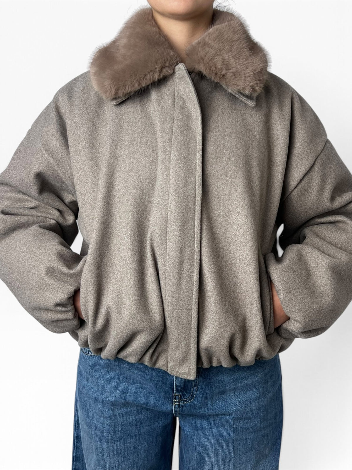 Cappotto corto collo ecopelliccia Donna  -  7371V