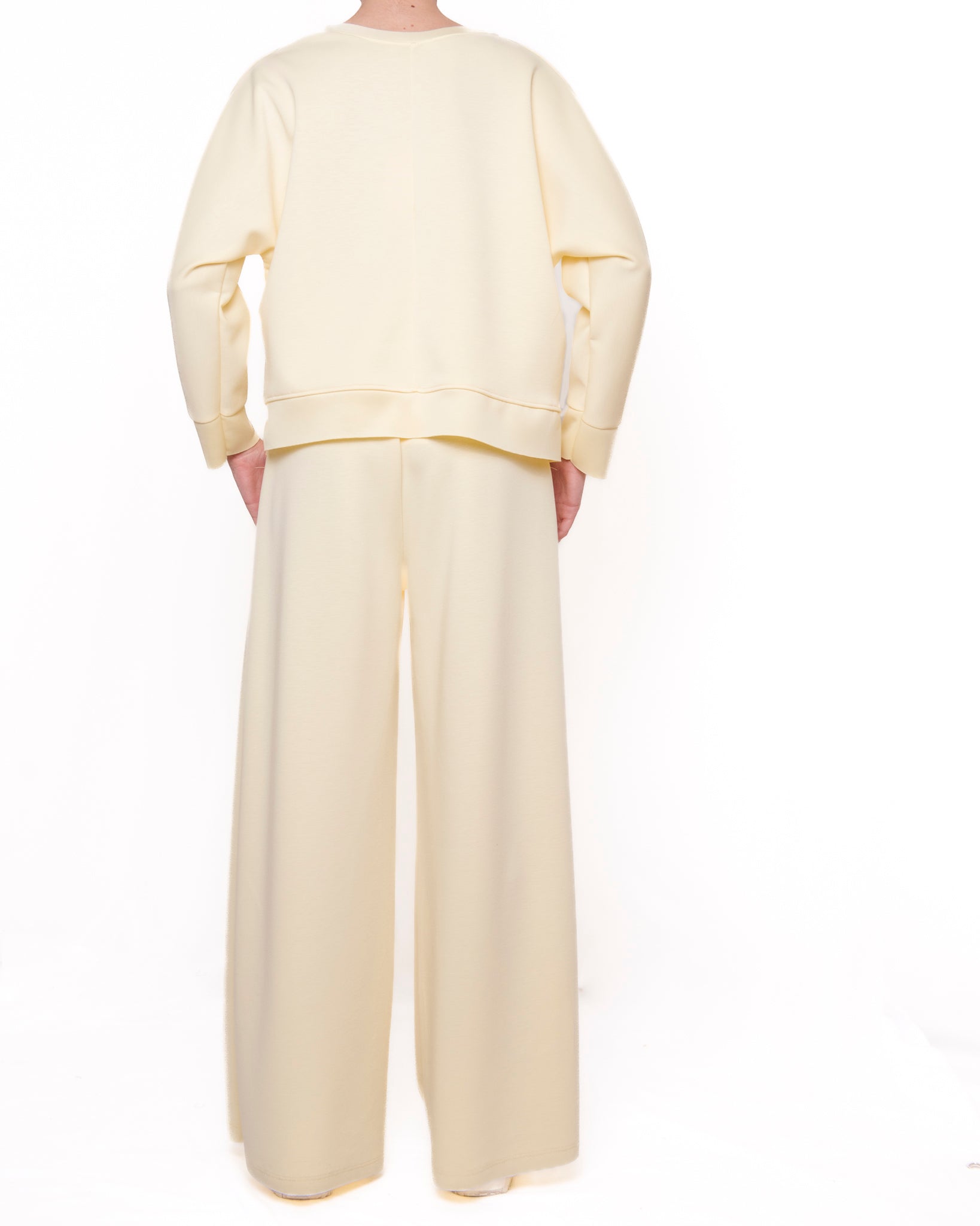 Completo felpa e pantaloni a gamba larga tinta unita Donna  -  24255KA