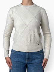 Maglia girocollo traforata a rombi Donna  -  13231KA