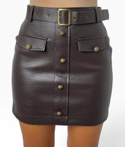 Minigonna eco-pelle bottoni tasche Donna  -  522CI