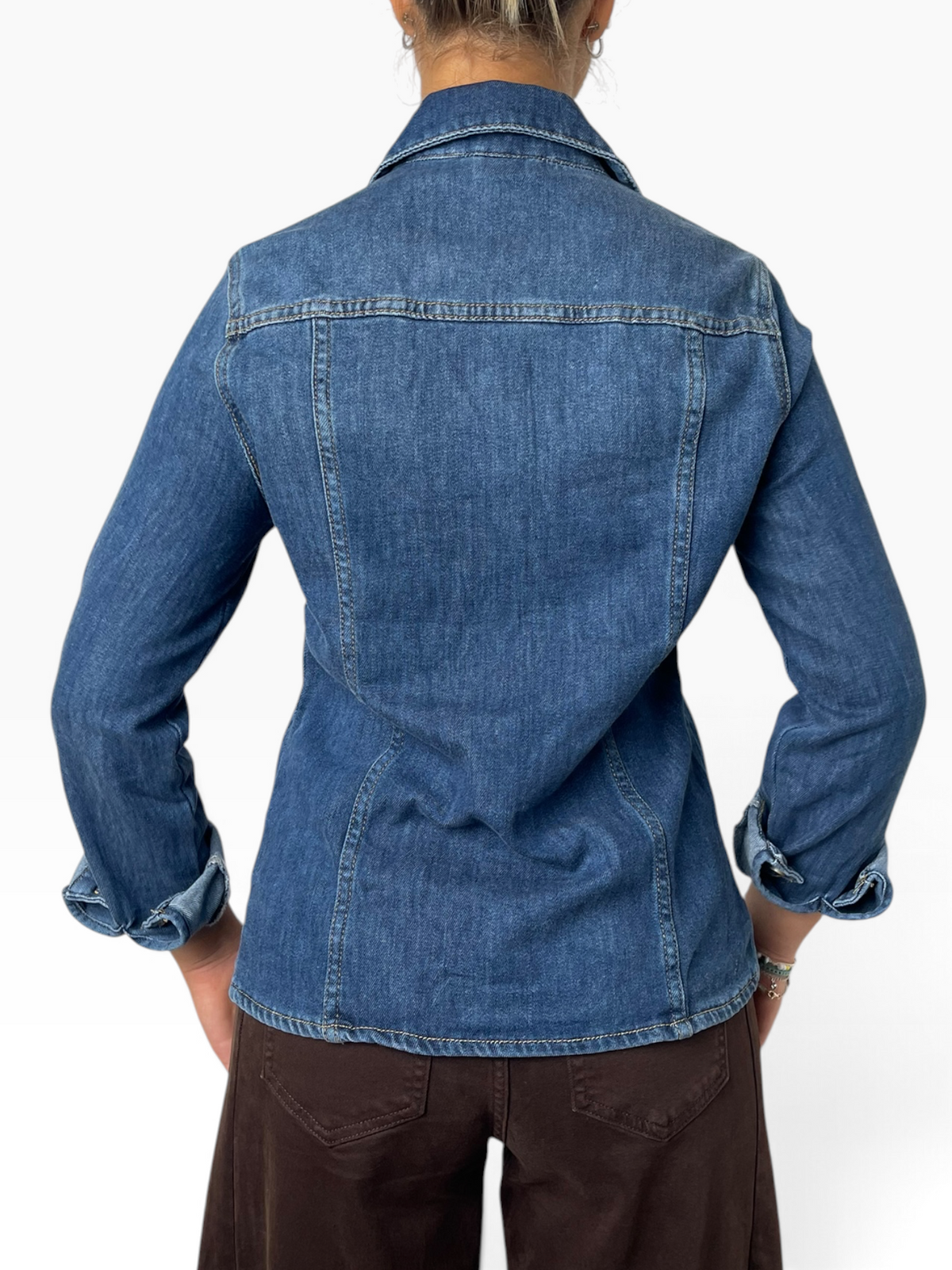 Camicia denim tasche petto sagomata Donna  -  226102KA