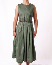 Abito midi senza maniche girocollo gonna a pieghe Donna  -  88057UP