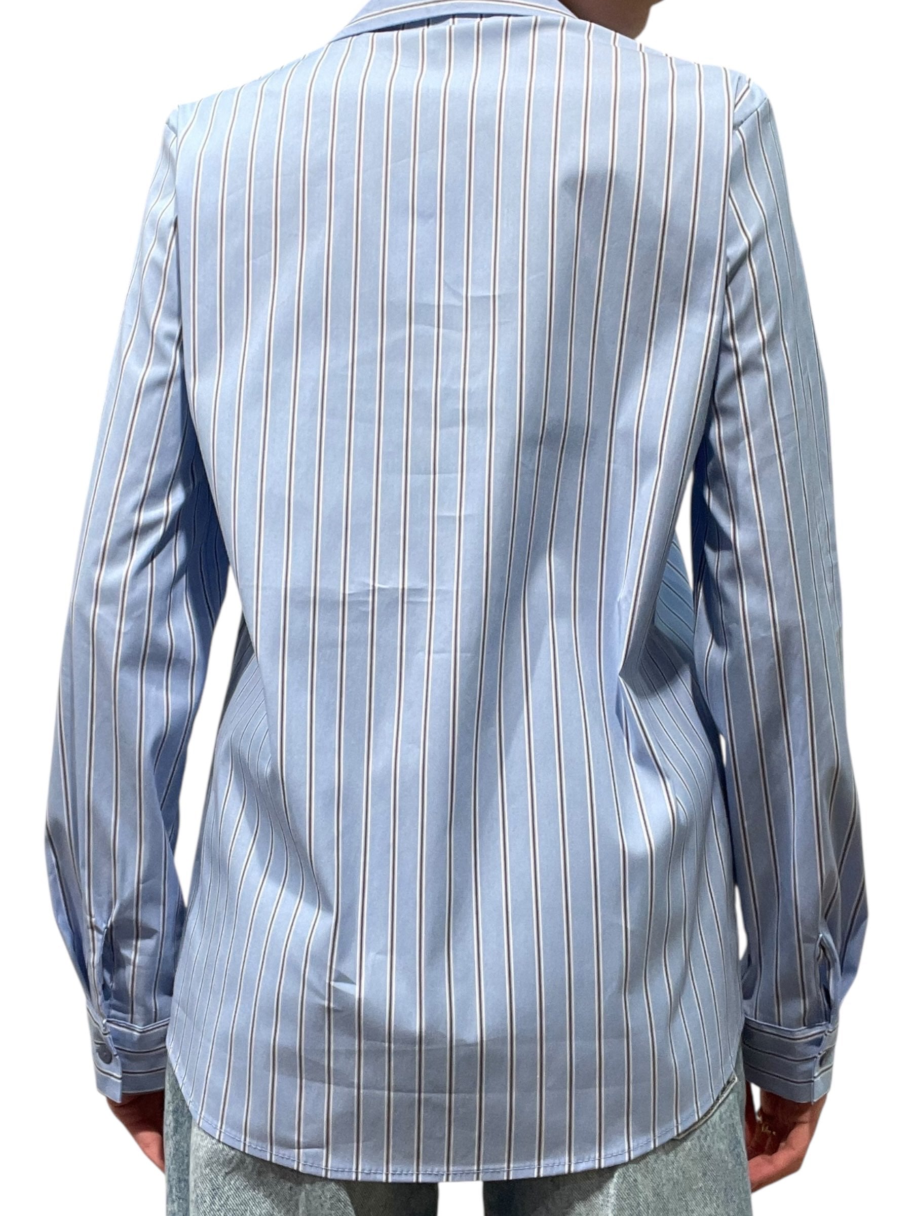 Camicia oversize a righe con colletto a contrasto Donna  -  TAB0528