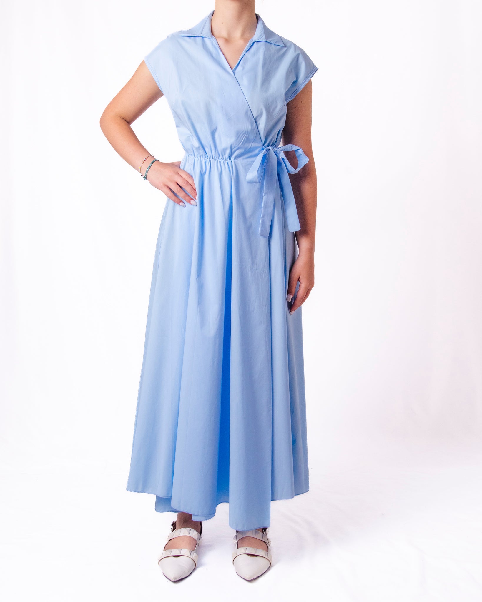 Abito Kos senza maniche scollatura arricciata spacco laterale Donna  -  12227EC