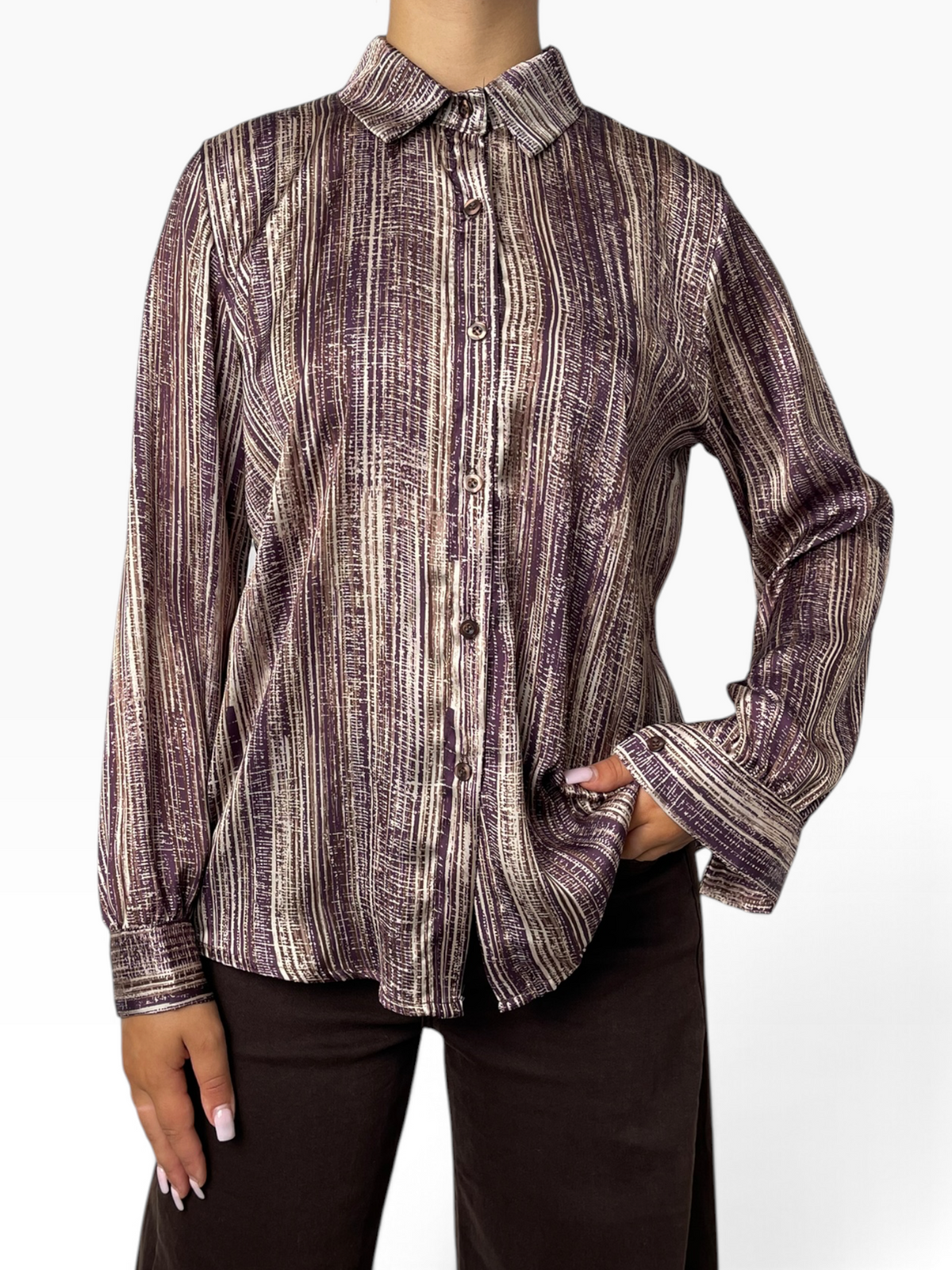 Camicia fantasia rigata effetto satinato Donna  -  867214EC