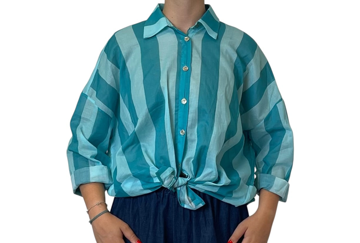Camicia oversize a righe colletto classico Donna  -  81304V