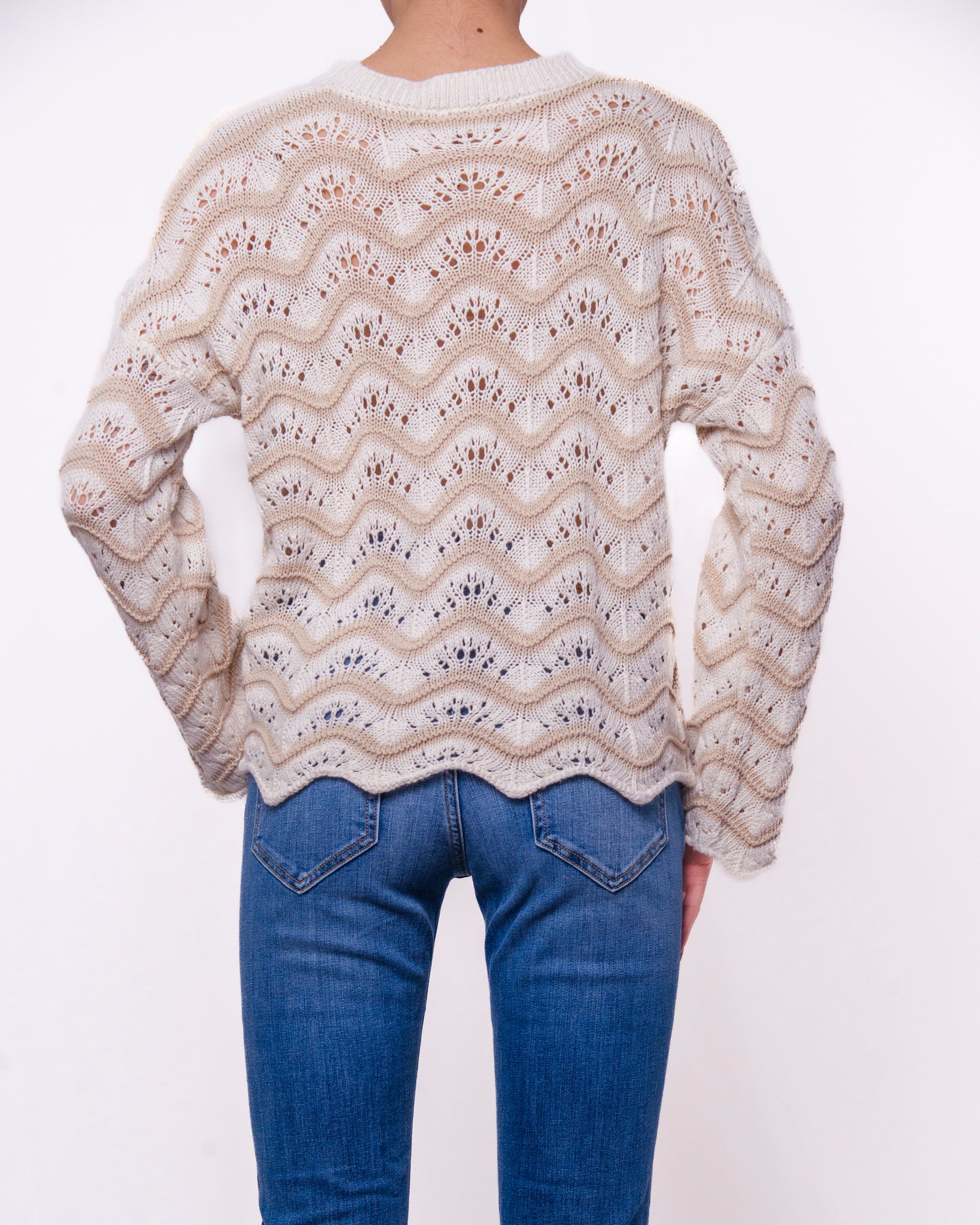 Maglione Traforato a Onde Manica Lunga Donna  -  10514KA