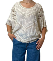 Maglia Ampia in Sangallo Ricamato Donna  -  48011F