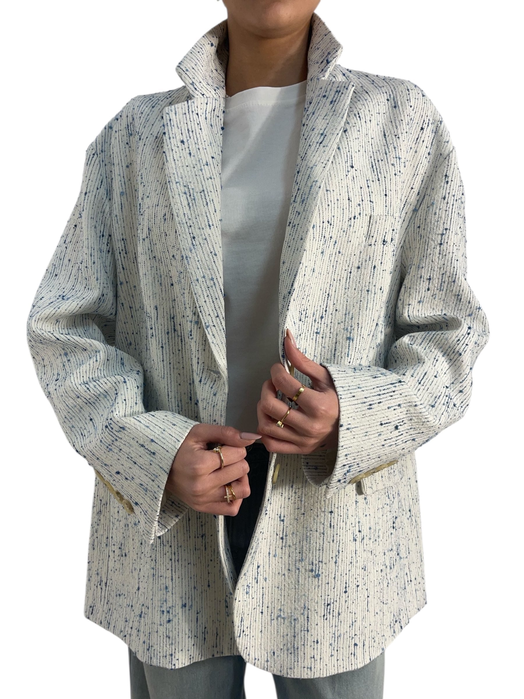 Blazer oversize effetto tweed fantasia Donna  -  TAB0636