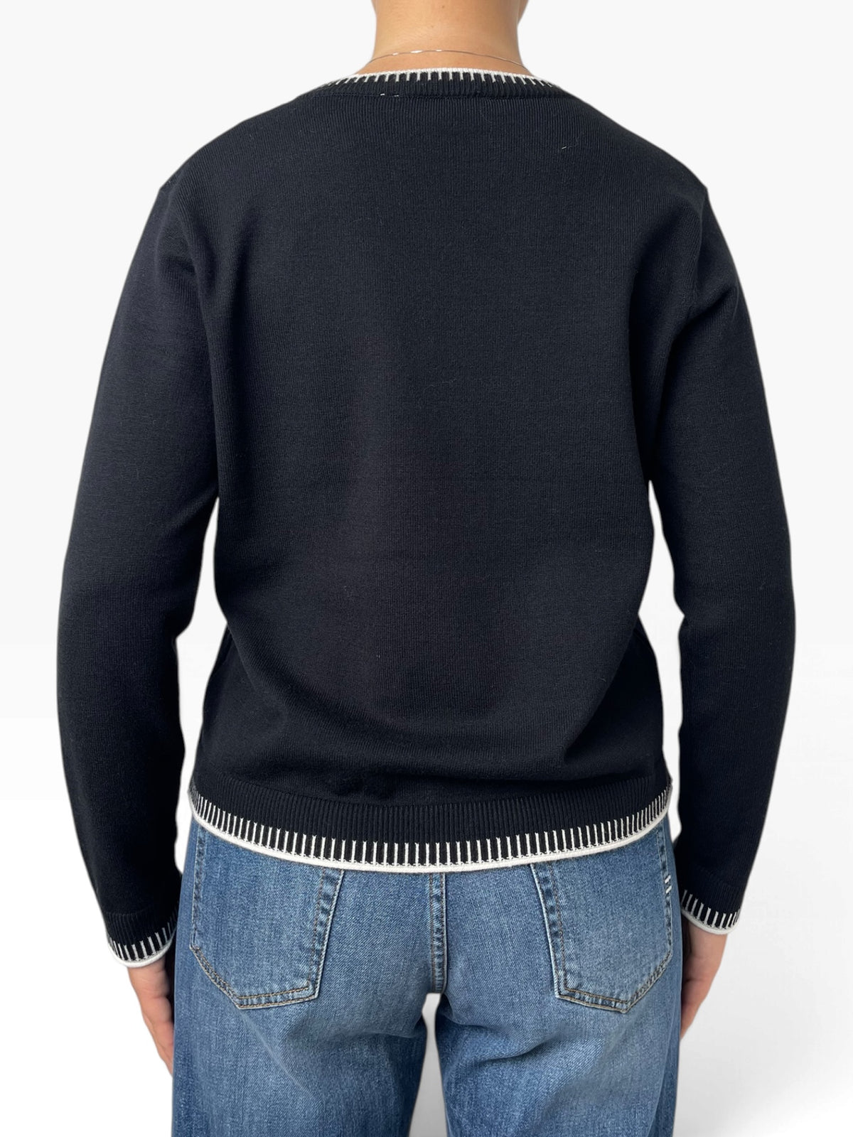 Maglia girocollo bordi a contrasto Donna  -  31747KA