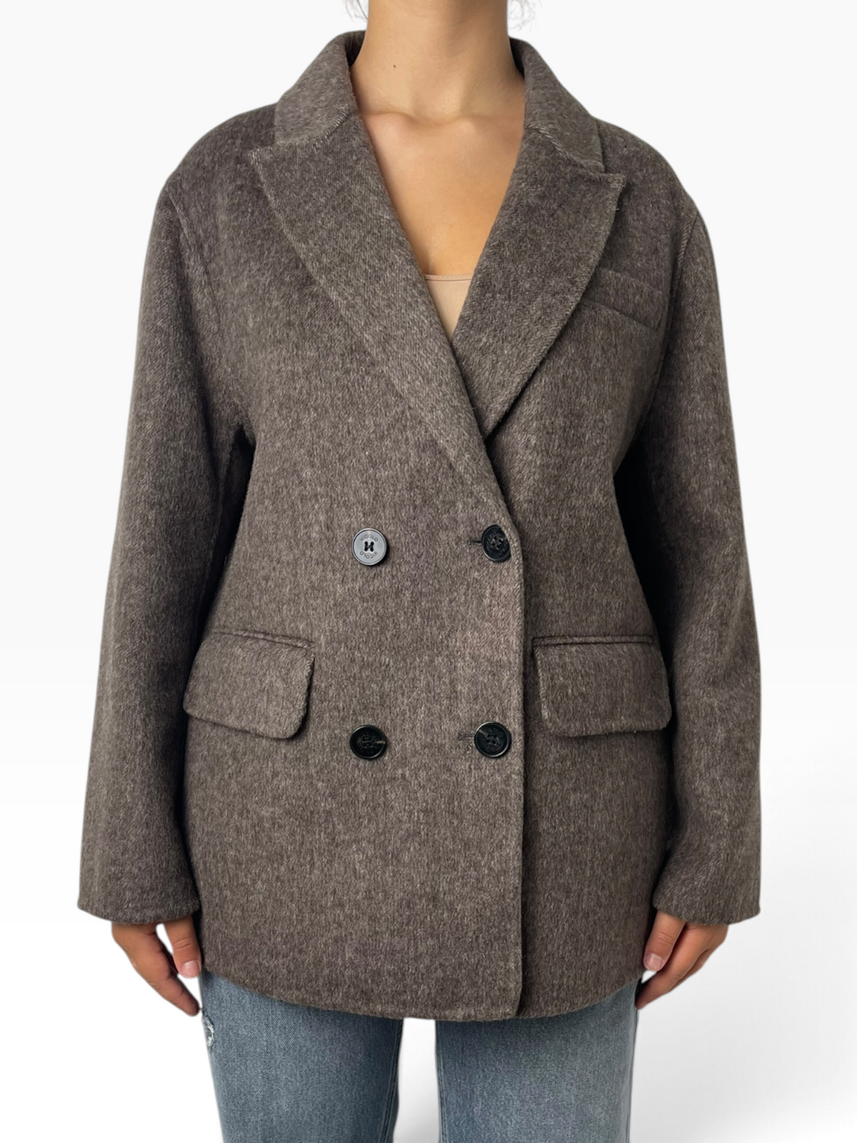 Cappotto doppiopetto in tessuto spazzolato Donna  -  TAC0083