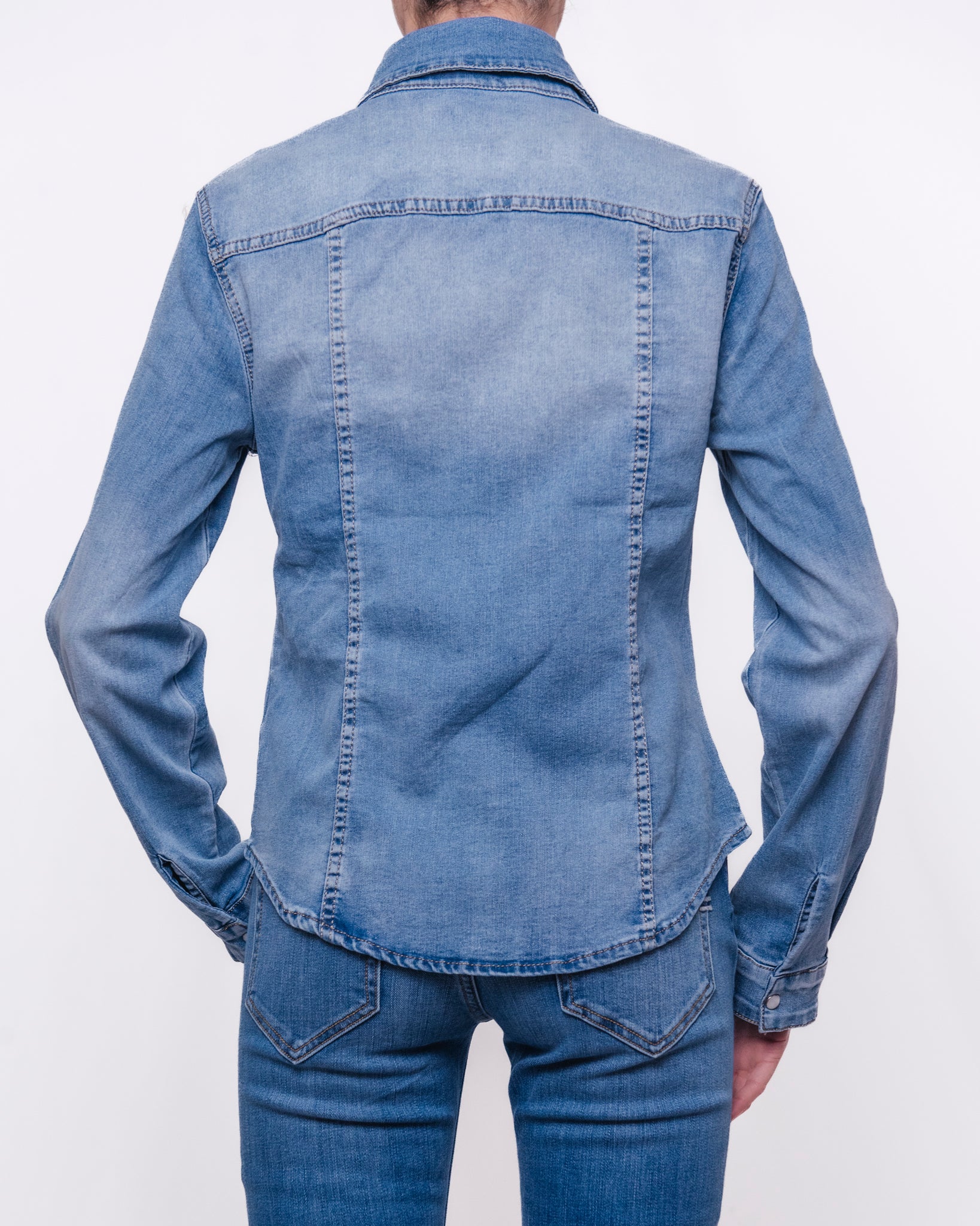 Camicia in Denim Manica Lunga con Tasche Donna  -  918626