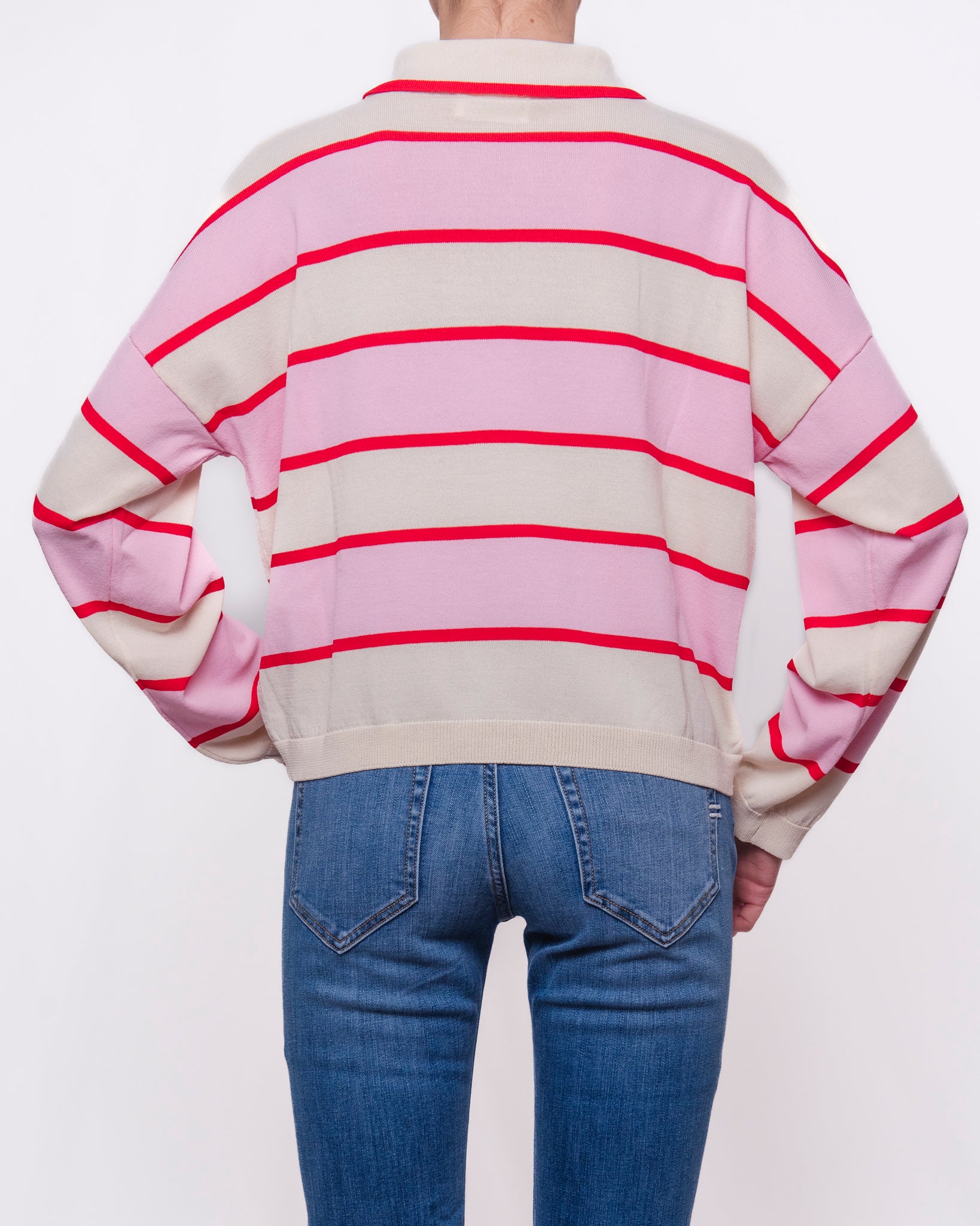 Maglia polo oversize a righe orizzontali Donna  -  2AB2115