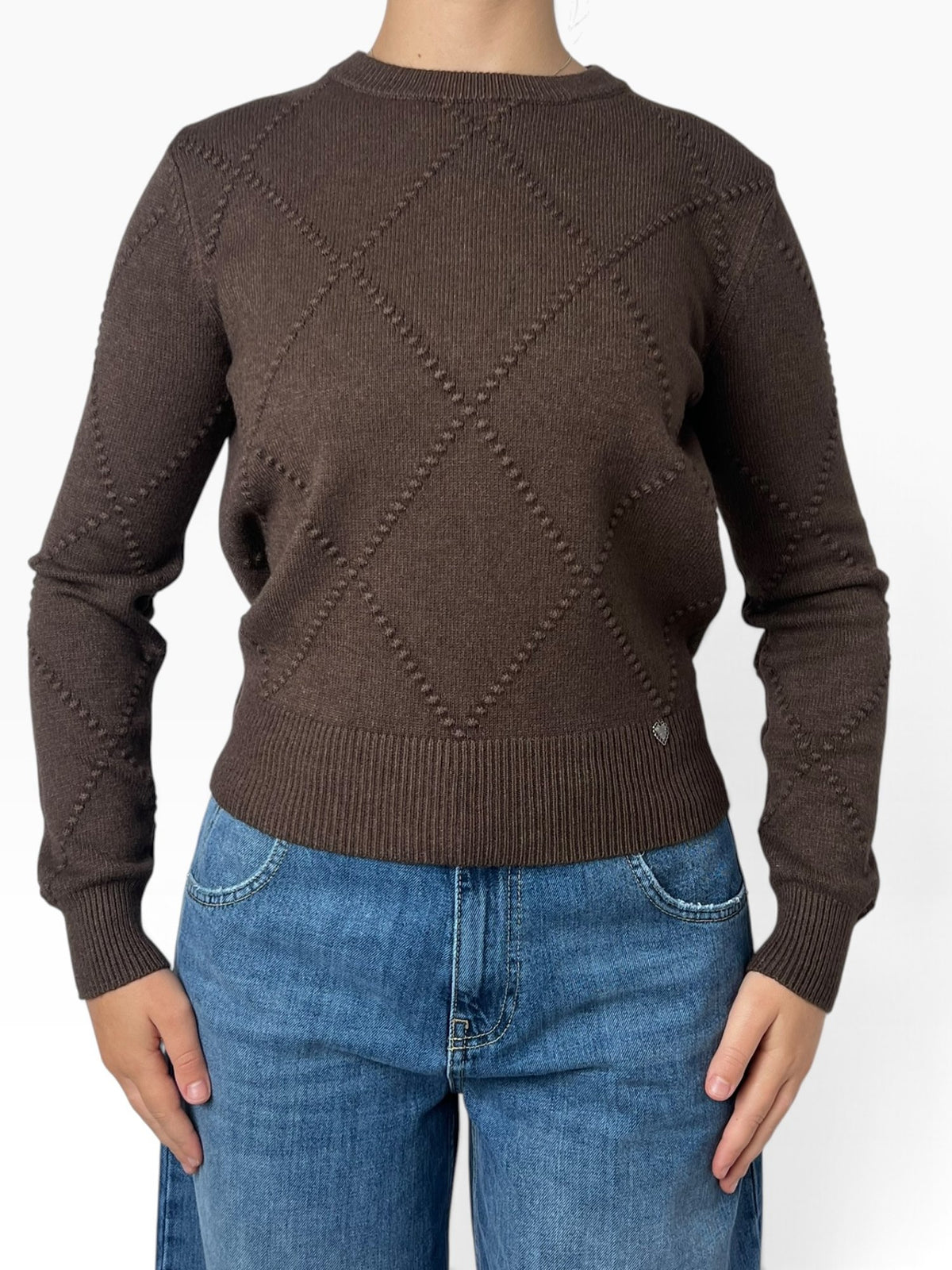 Maglia girocollo traforata a rombi Donna  -  13231KA