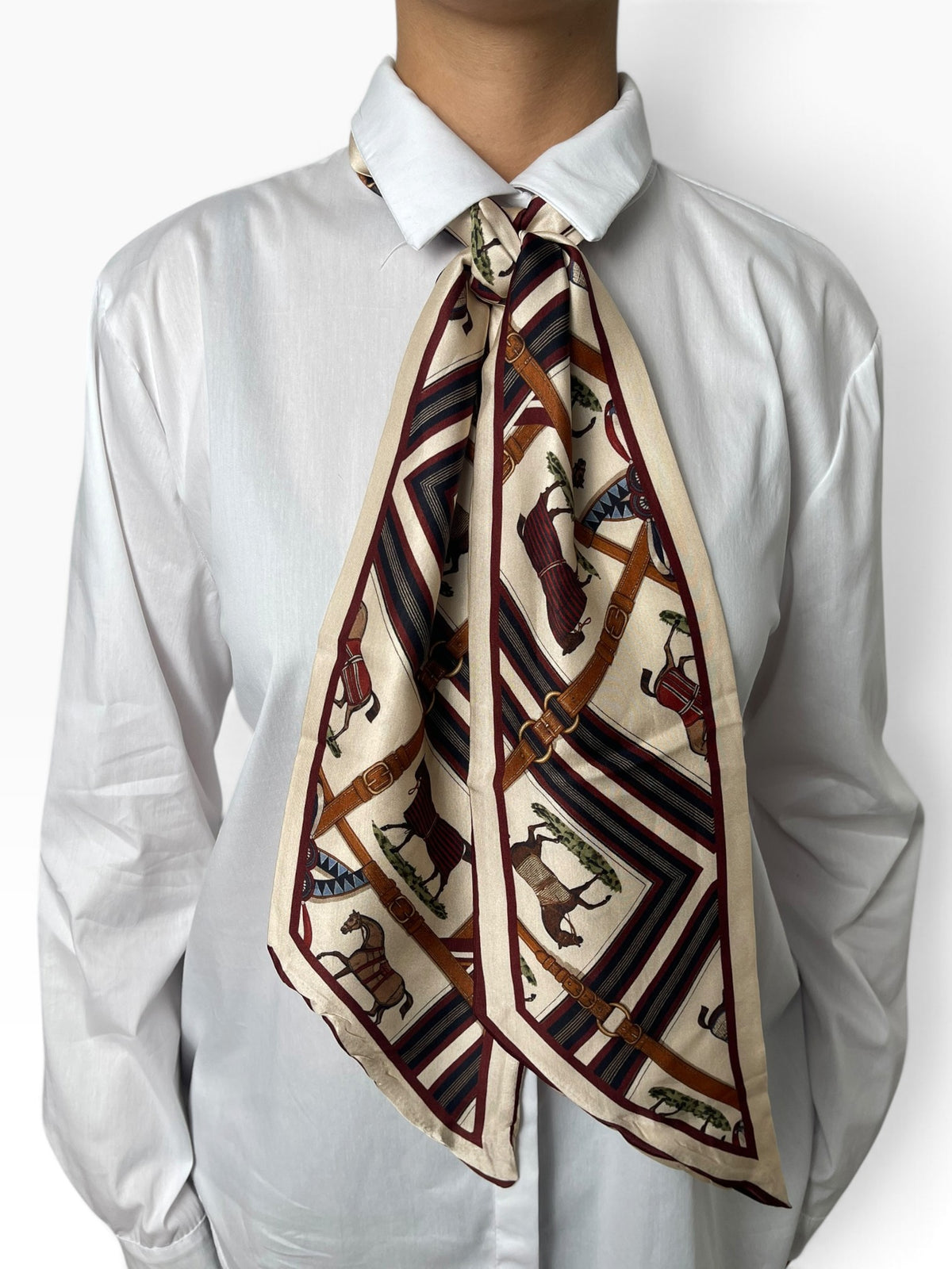 Foulard satinato stampa equestre Donna  -  002CI