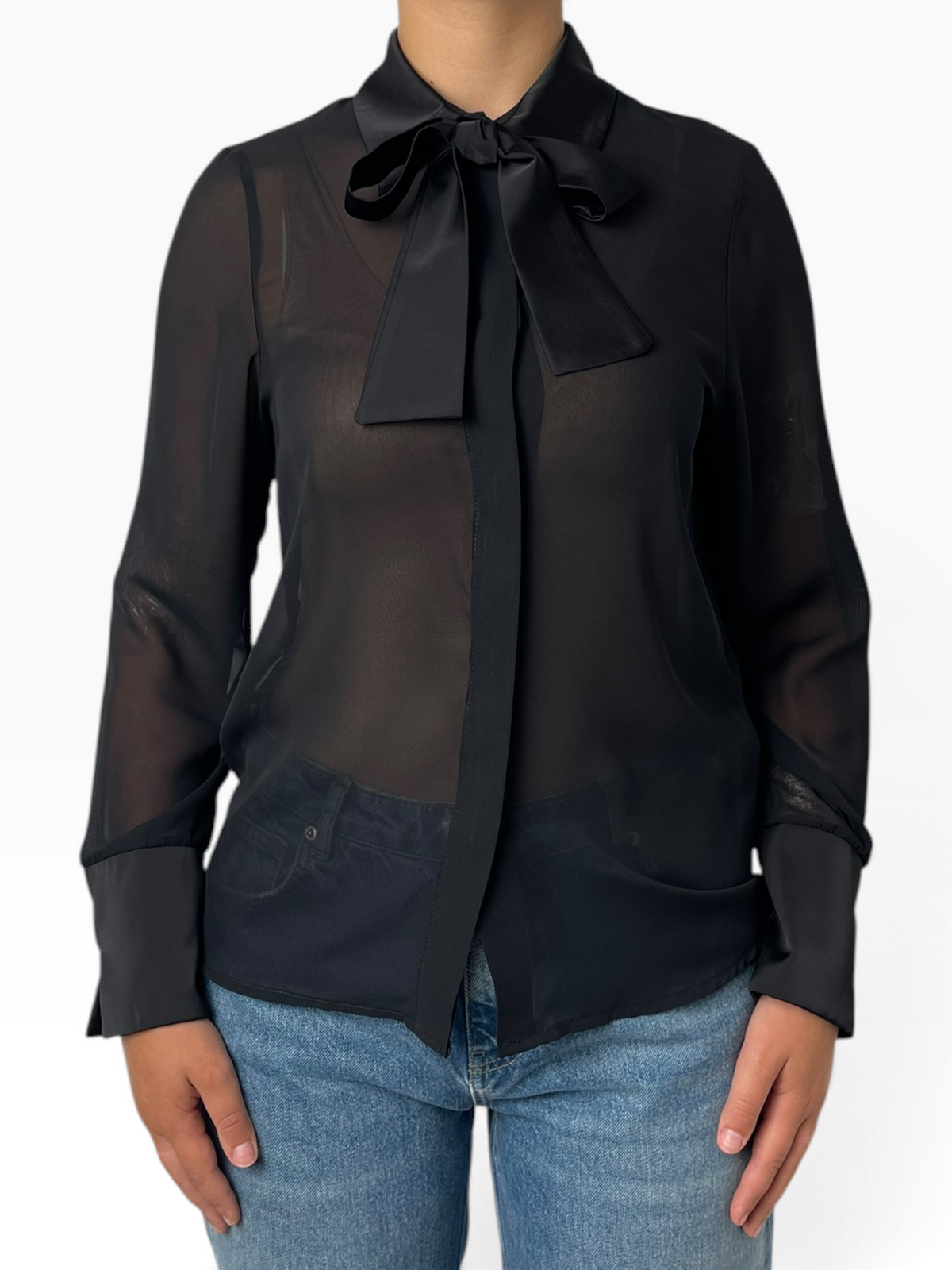 Camicia velata con fiocco Donna  -  CA1181SMT757