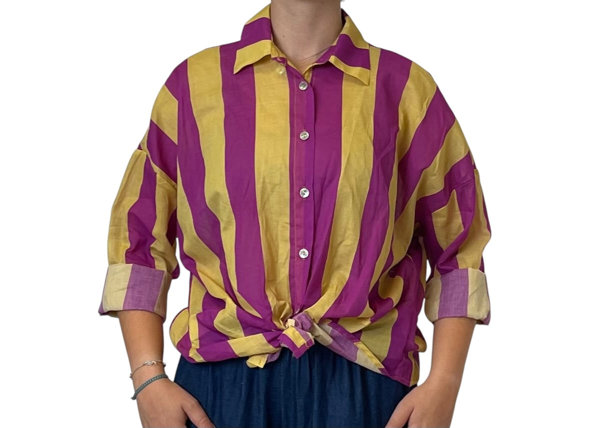 Camicia oversize a righe colletto classico Donna  -  81304V