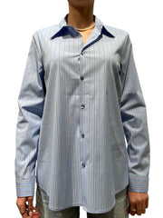 Camicia oversize a righe con colletto a contrasto Donna  -  TAB0528