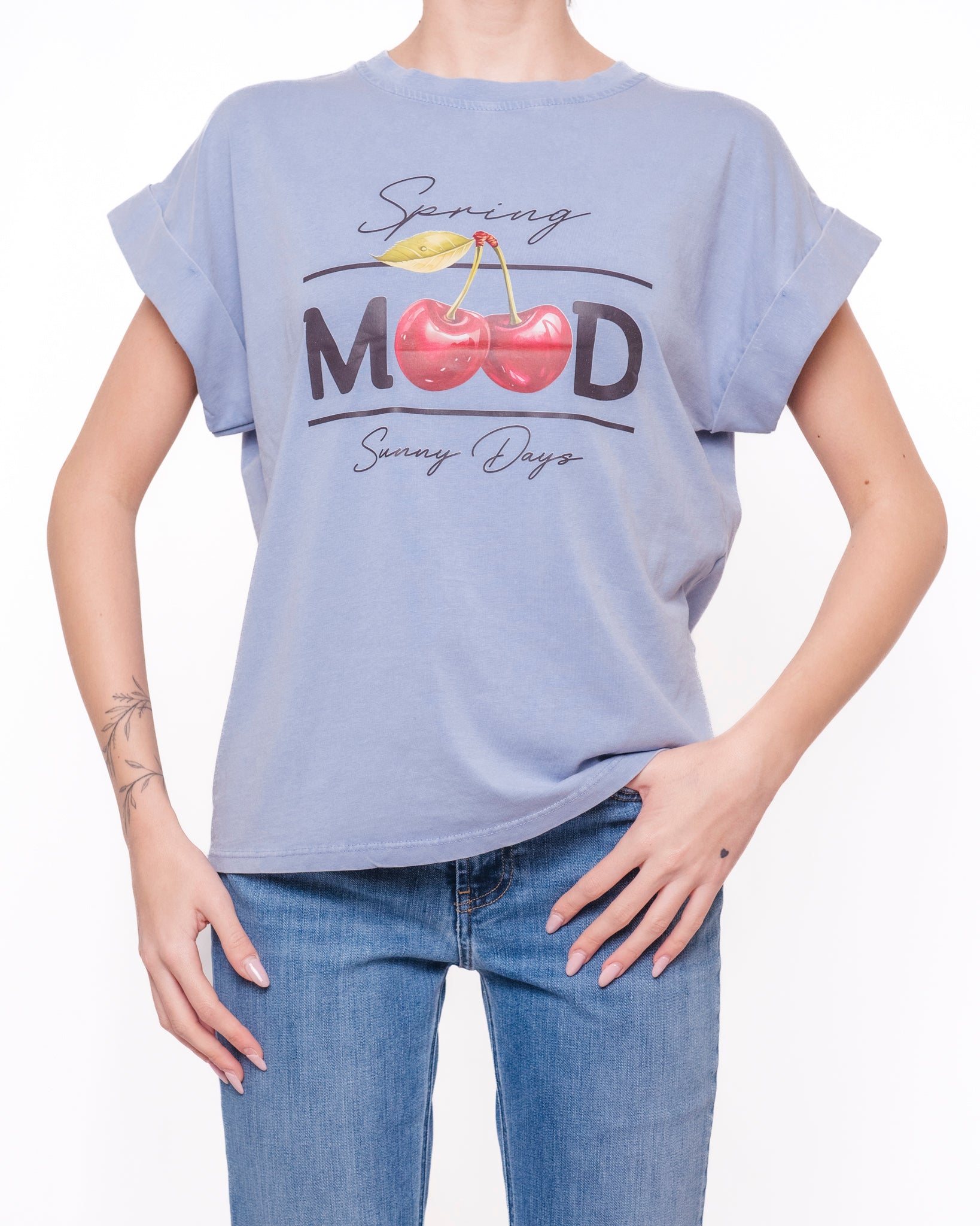 T-shirt oversize stampa ciliegie Spring Mood Donna  -  230M