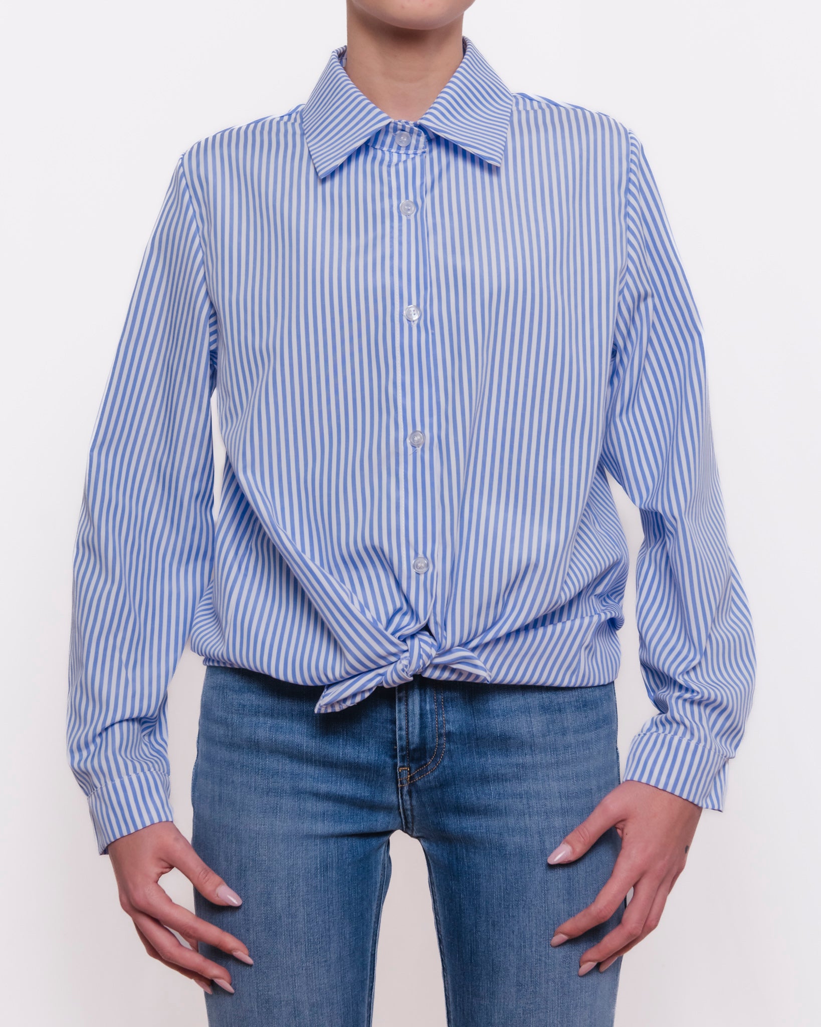 Camicia oversize a righe con colletto classico Donna  -  92761X