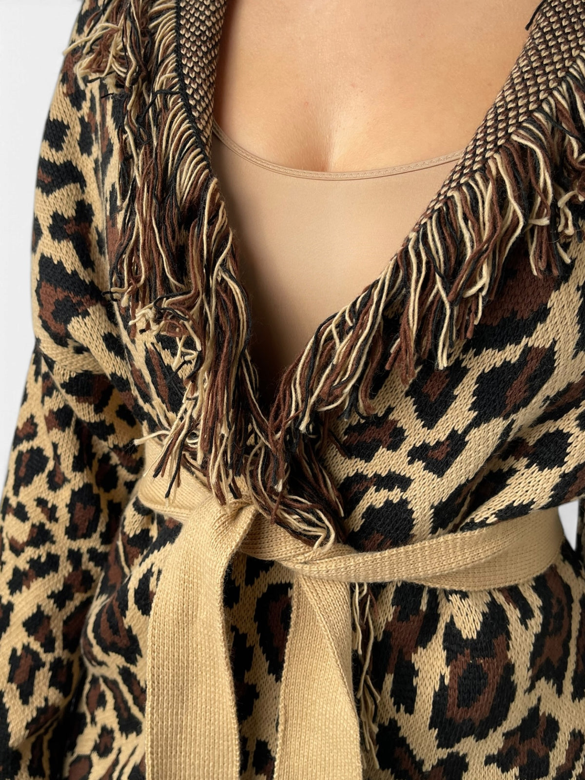 Cardigan animalier con frange Donna  -  2505KA
