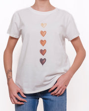 T-shirt girocollo con stampa cuori Donna  -  RAB0221