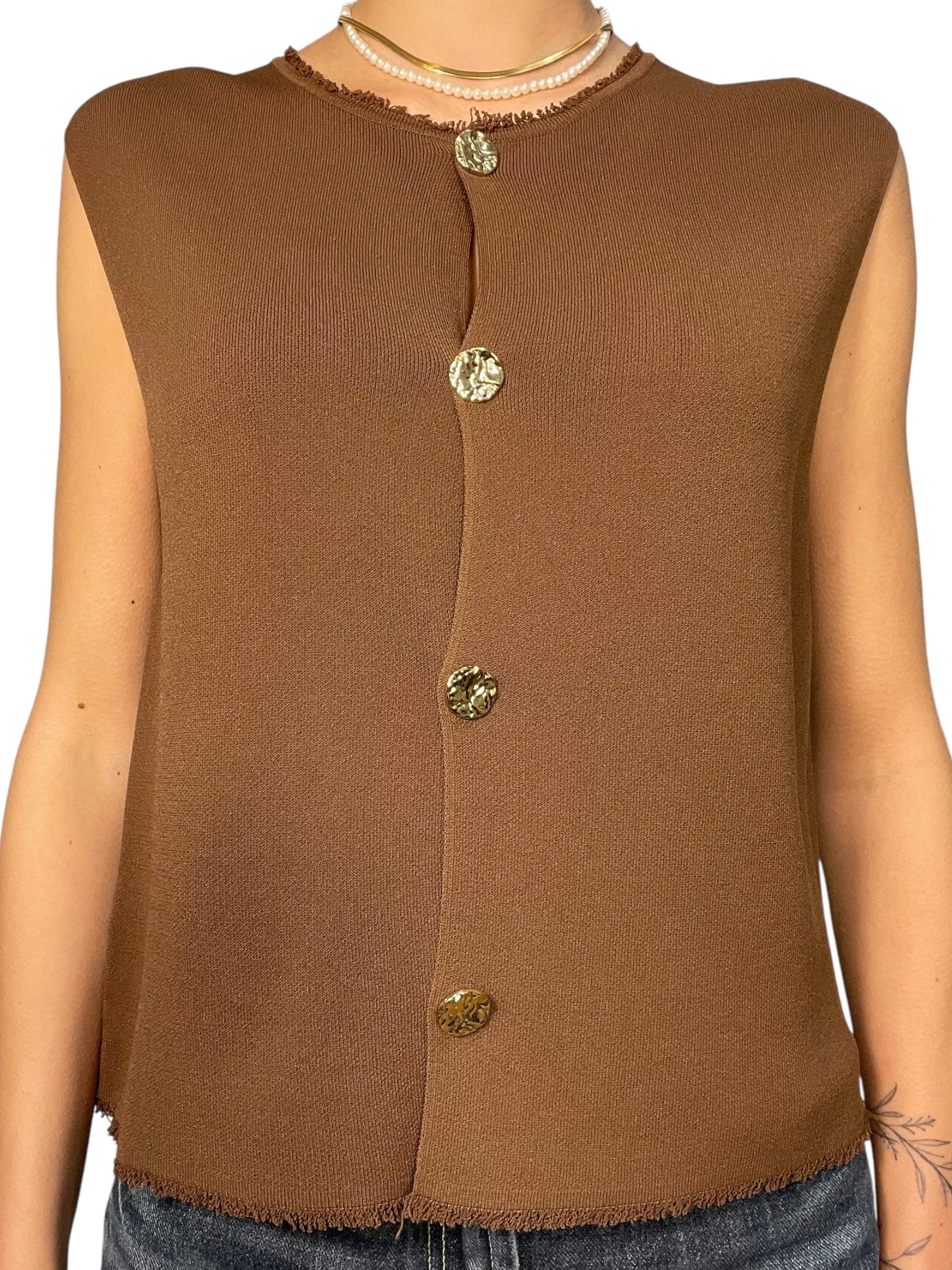 Gilet senza maniche con bottoni dorati Donna  -  12392KA