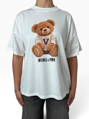 T-shirt oversize stampa orsetto Donna  -  RAC0441